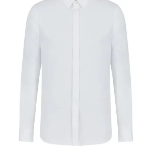 Camicia Armani slim fit in satin stretch Uomo - Bianco