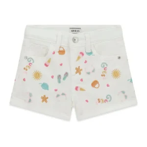 Shorts Guess ricamati Bambina - Bianco