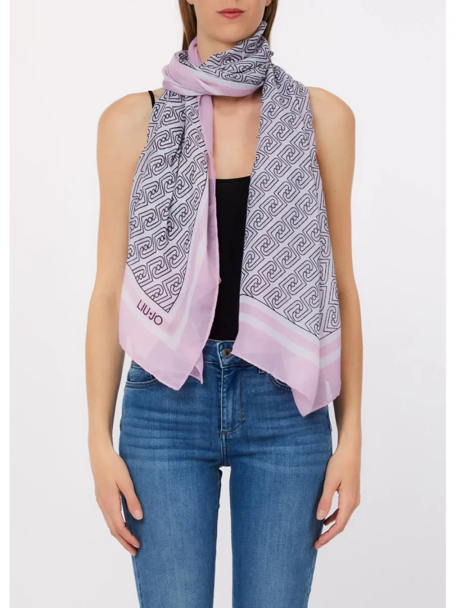 Foulard Liu Jo grande con logo Donna - Rosa - immagine 4